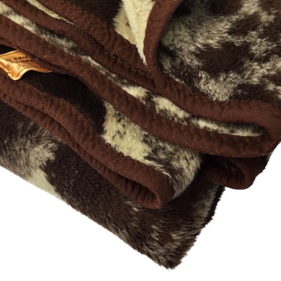 San Marcos Ryltex Mexico Reversible Blanket Cheetah Vintage Brown Cat Plush - Picture 9 of 12